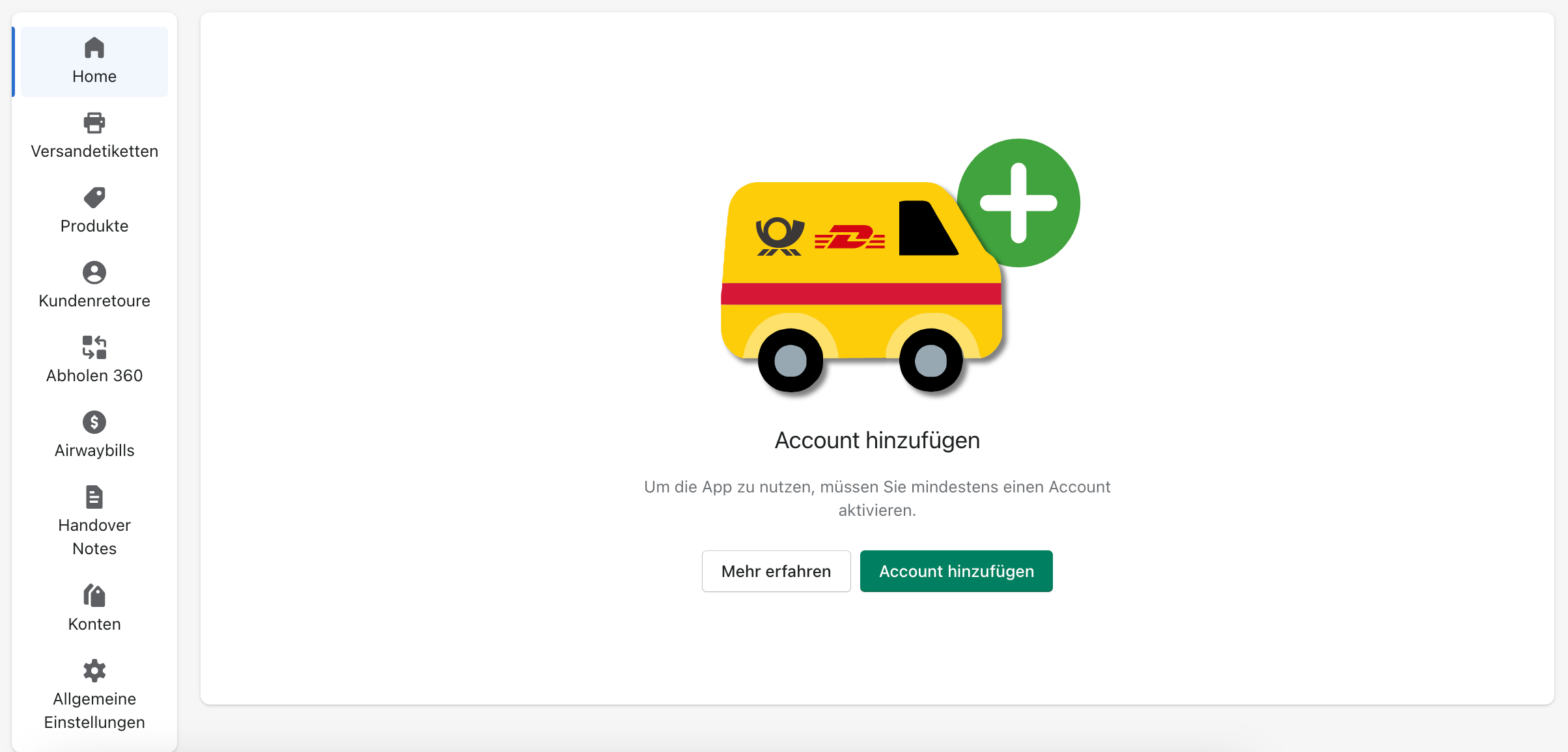 Paket Account einzurichten 1