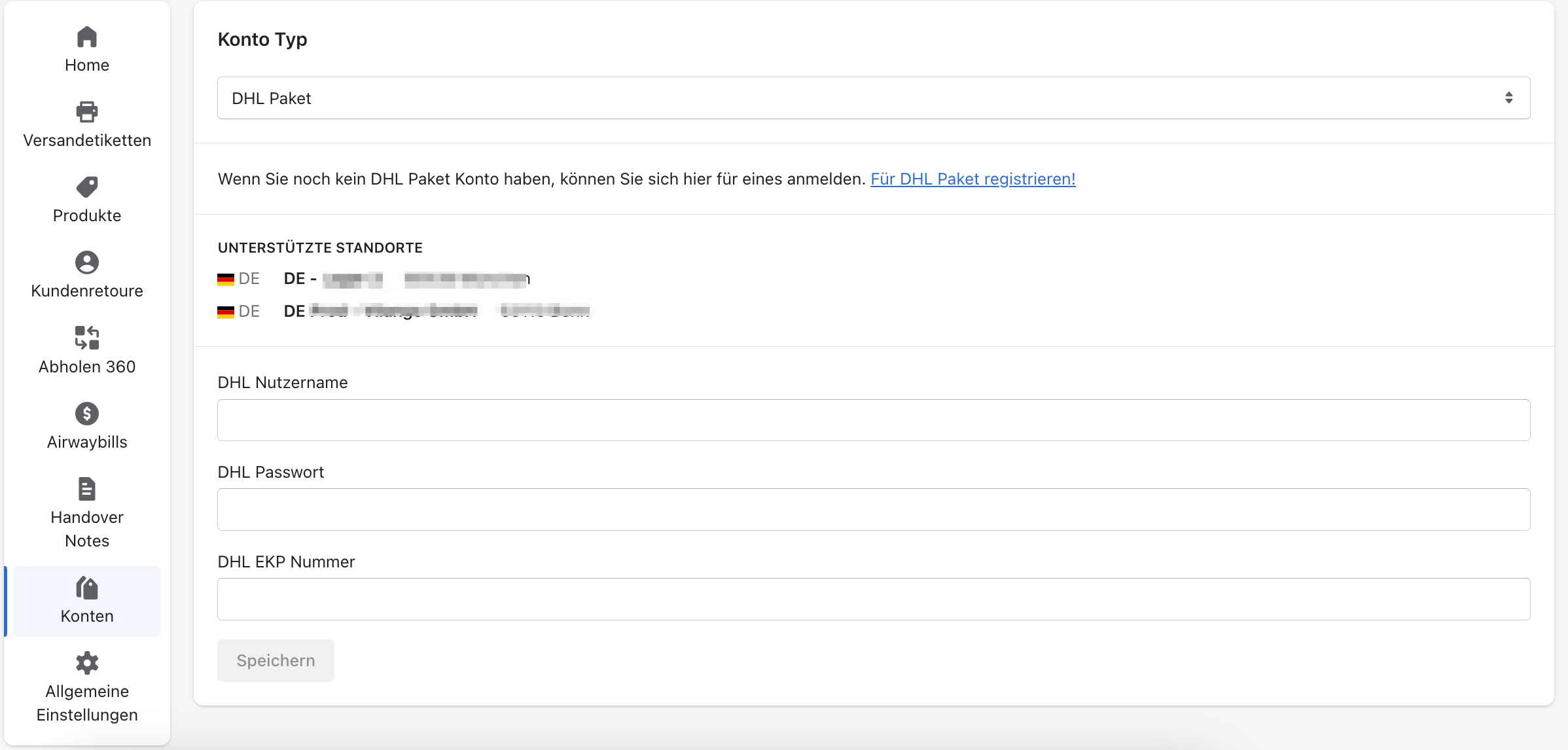 Paket Account einzurichten 2