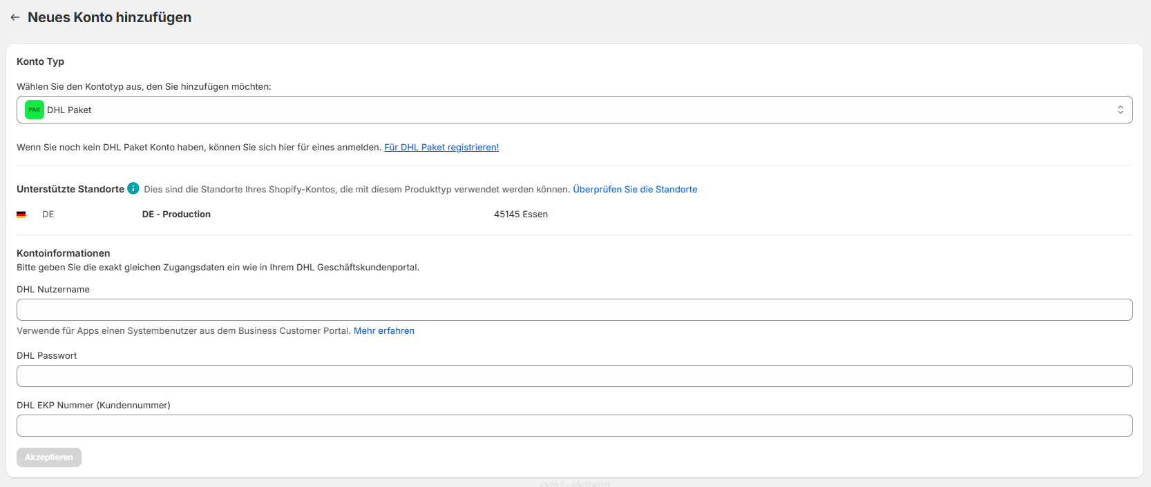 Set up parcel account 2