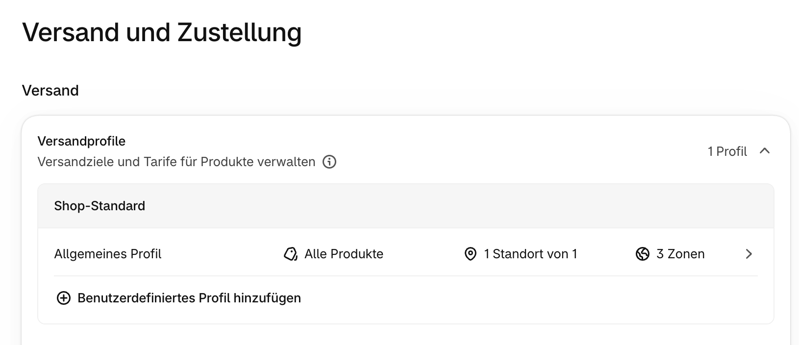 Open the general profile under Shipping profiles